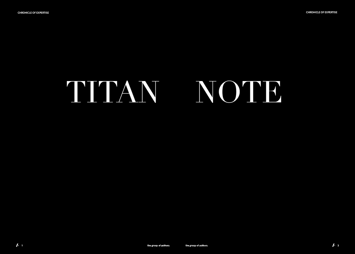 Titan Note TITAN NOTE – The Group of Analysts